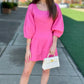 Annie Scoop Neck Linen Mini Dress - Pink