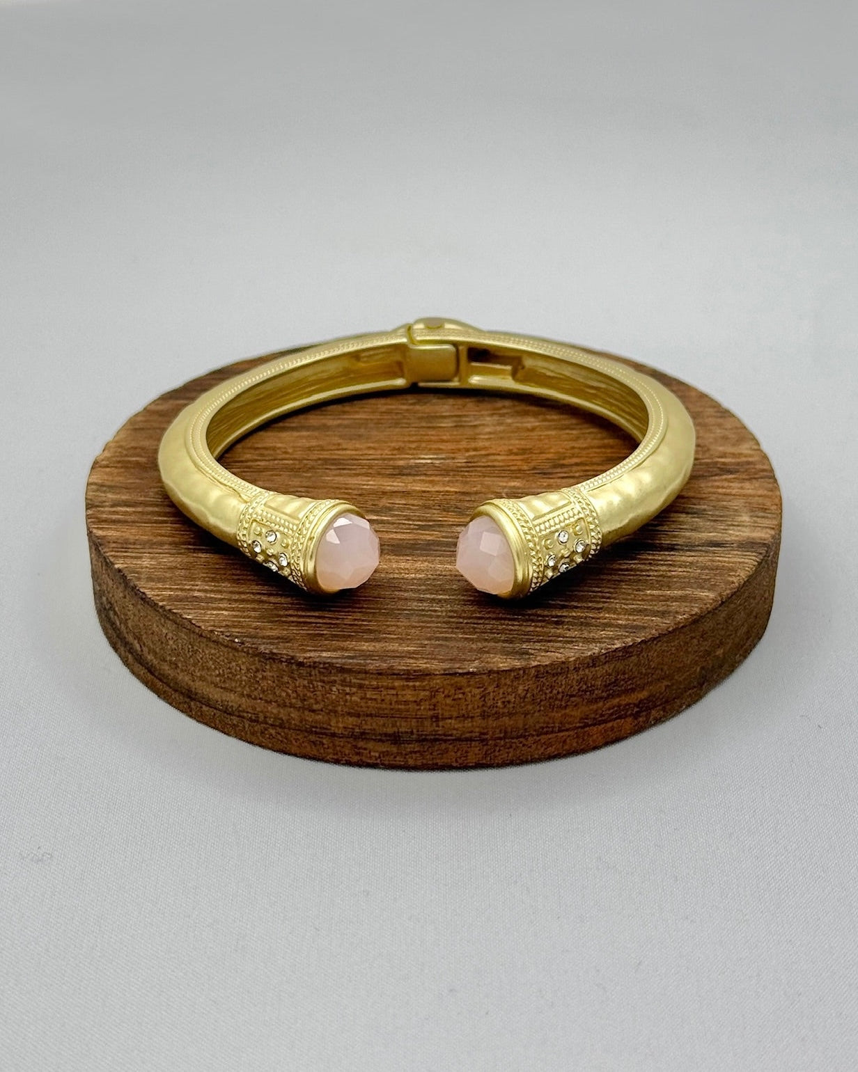 Cuff Bracelet with Pink Crystal