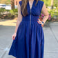 Navy Zip Midi Dress