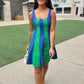Madison Color Block Mini Dress - Blue/Green
