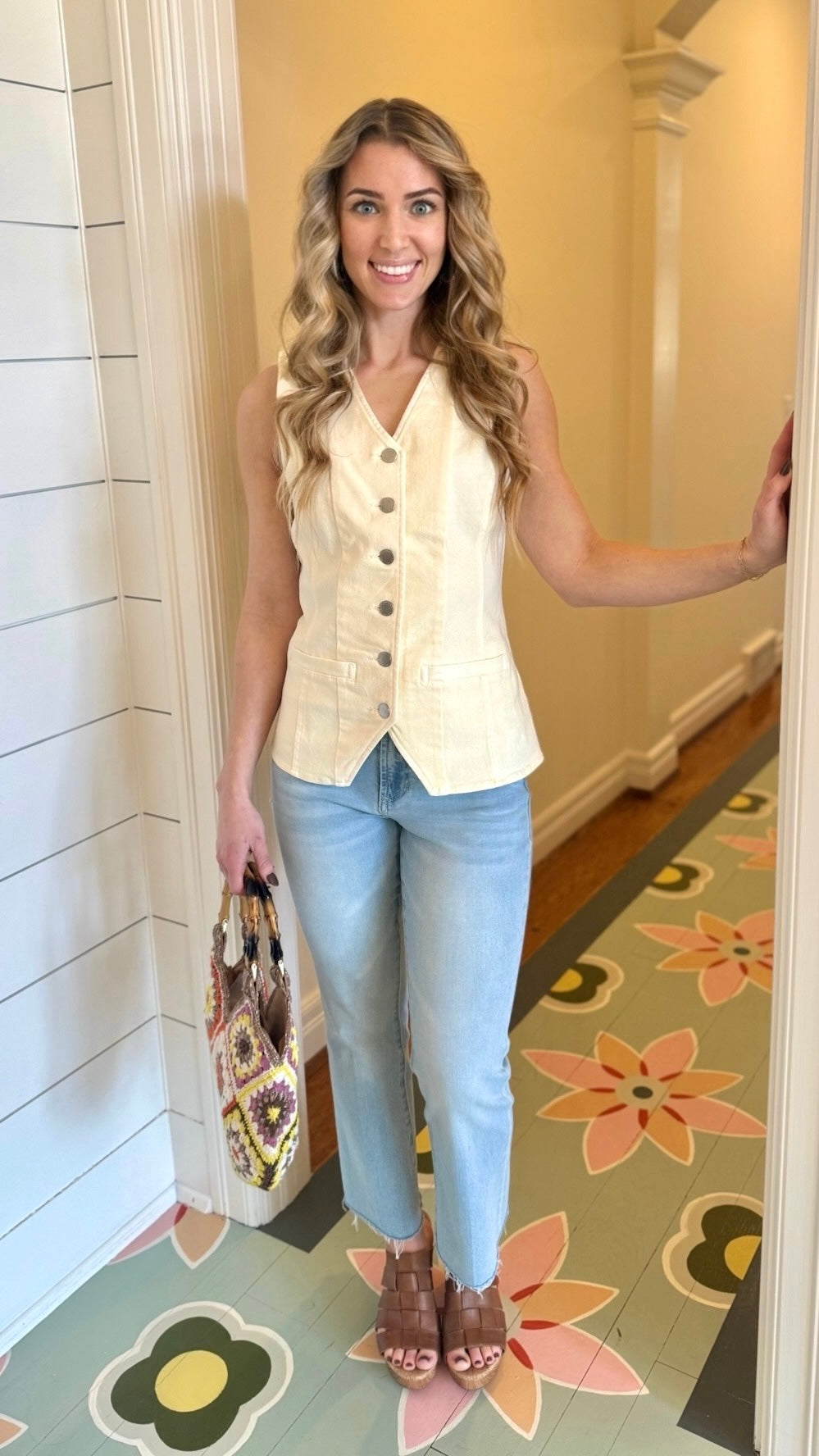 Dear John Prue Denim Vest - Wheat