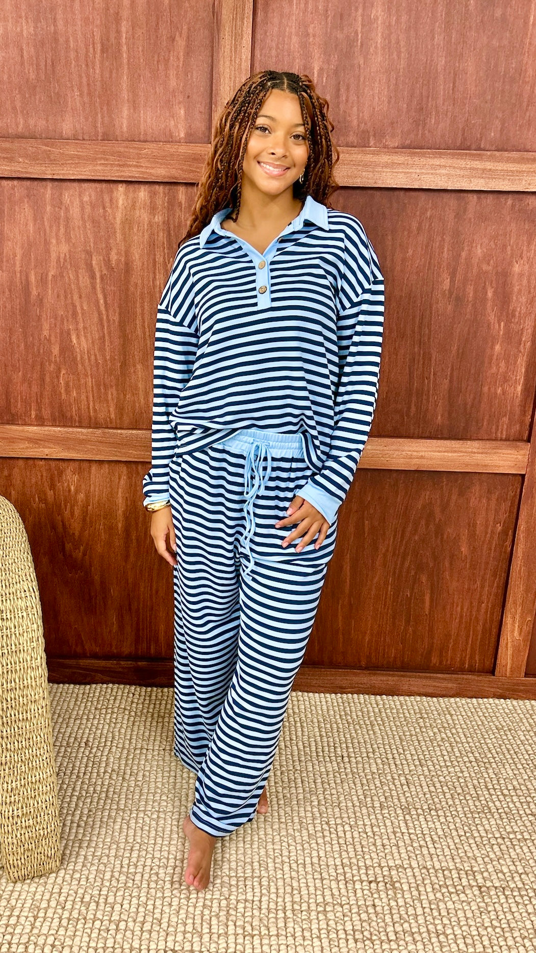 Blue & Navy Pull On Pants