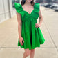 Spring Green Ruffle Sleeve Dress