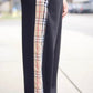 Sydney Black & Plaid Trim Pant