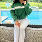 Piper Stripe Quarter Zip Sweatshirt - Green & Light Grey