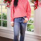 Calla Striped Pullover - Red/Pink