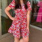 Selena Smocked Waist Red Floral Dress