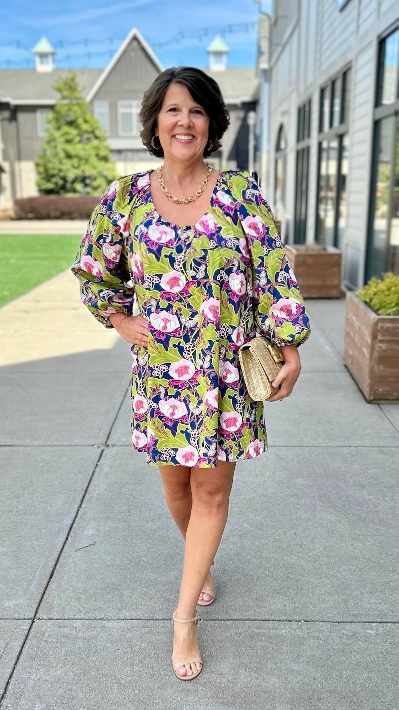 Uncle Frank Big Roses Dress - Navy