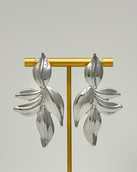 Large Silver Leaf Earrings
