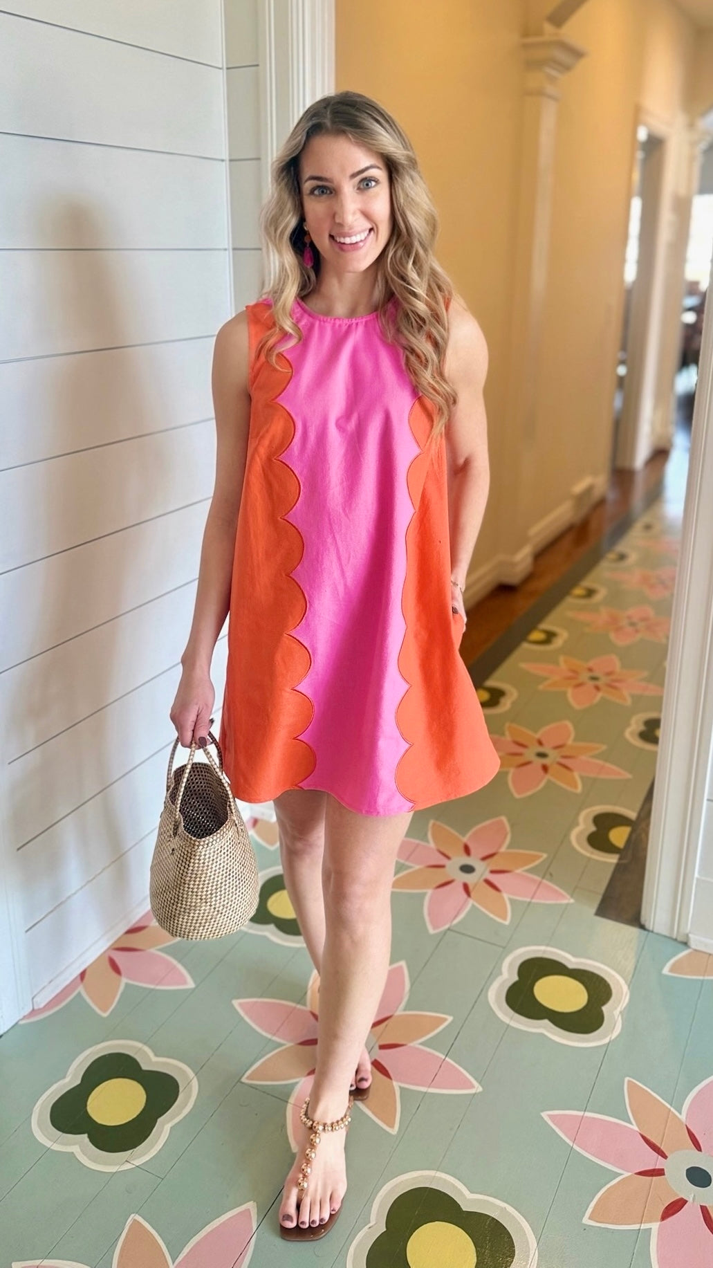 Hailey Sunkist Dress - Orange/Pink