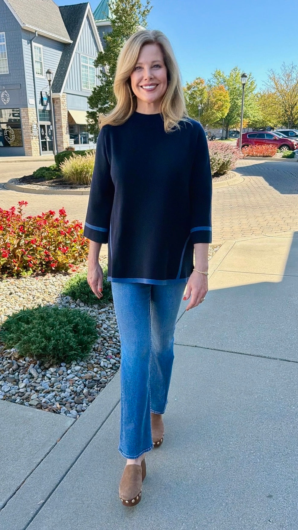 Serene Mock Neck Sweater - Navy