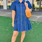 Pretty Puff Sleeve Denim Dress - Indigo