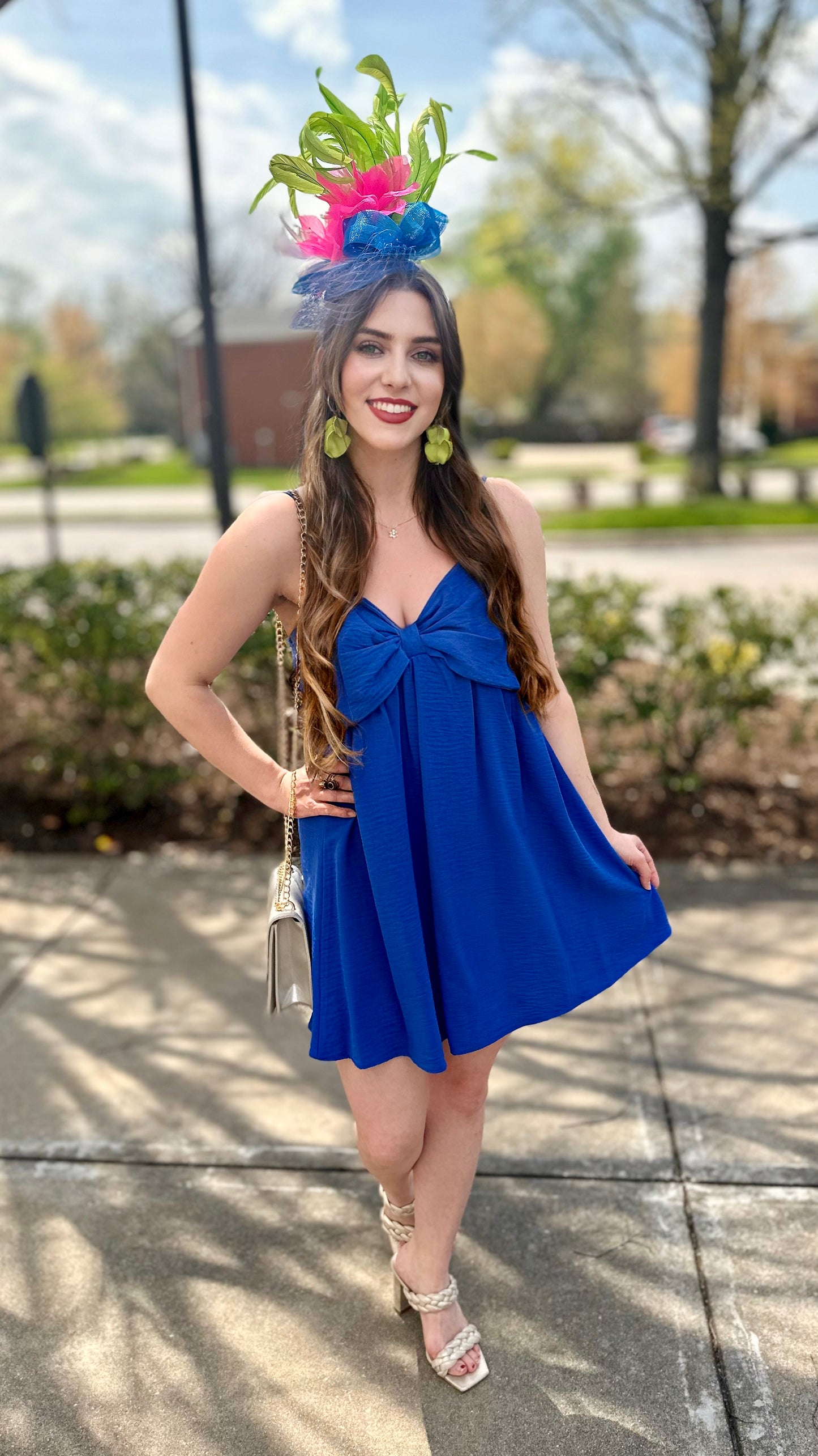 Little Blue Bow Babydoll Dress