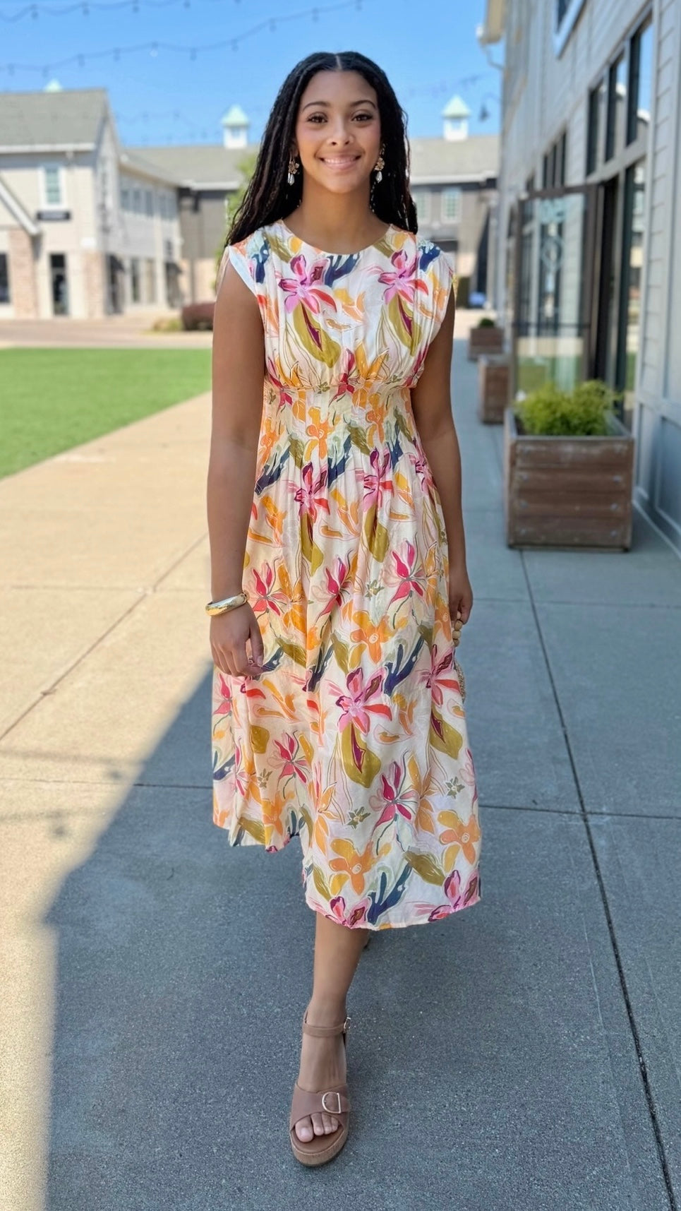 Helena Midi Dress - Tangerine Mix