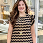 Ruffle Wavy Stripe Sweater - Brown