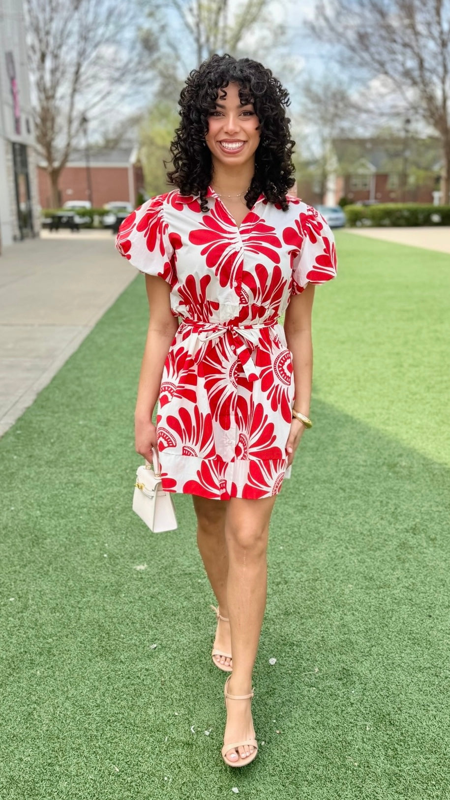 Sofia Nelda Dress - Red Damascus