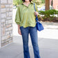 Olive Balloon Sleeve Top