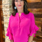 Ivy Jane Flutter Sleeve Top - Hot Pink
