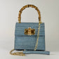 German Fuentes Bamboo Leather Bag - Sky Blue