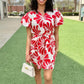 Sofia Nelda Dress - Red Damascus