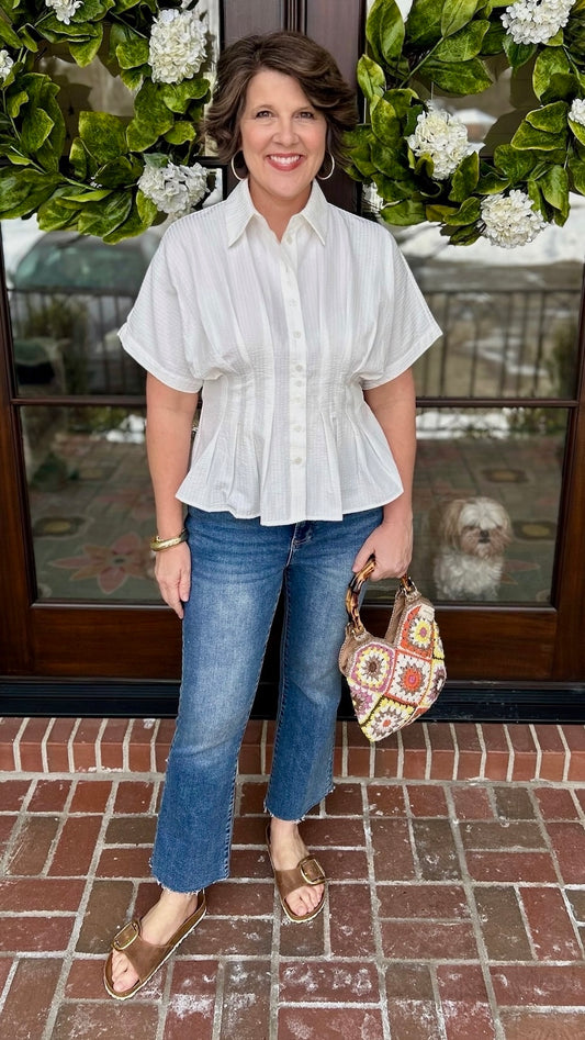 Becca Seersucker Top - White