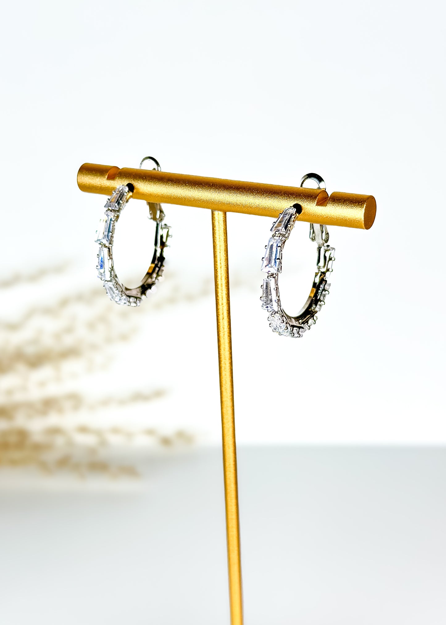 Everyday Huggie Hoop Earrings - Silver / Clear