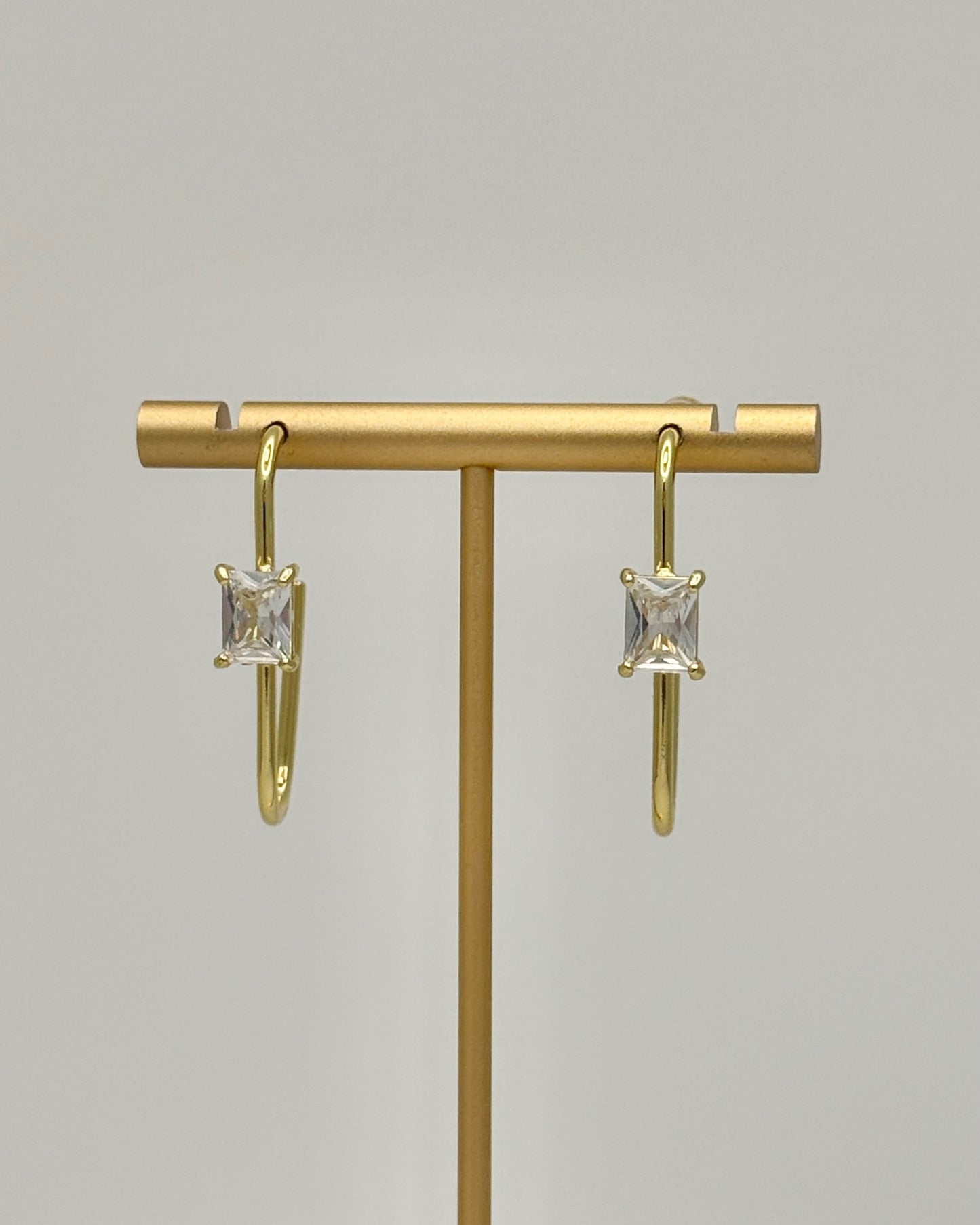Gold and Crystal Hook Earrings