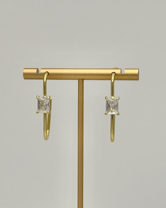 Gold and Crystal Hook Earrings