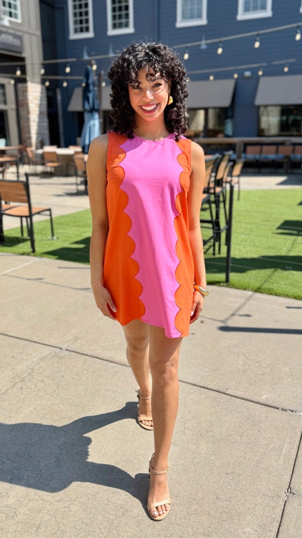 Hailey Sunkist Dress - Orange/Pink