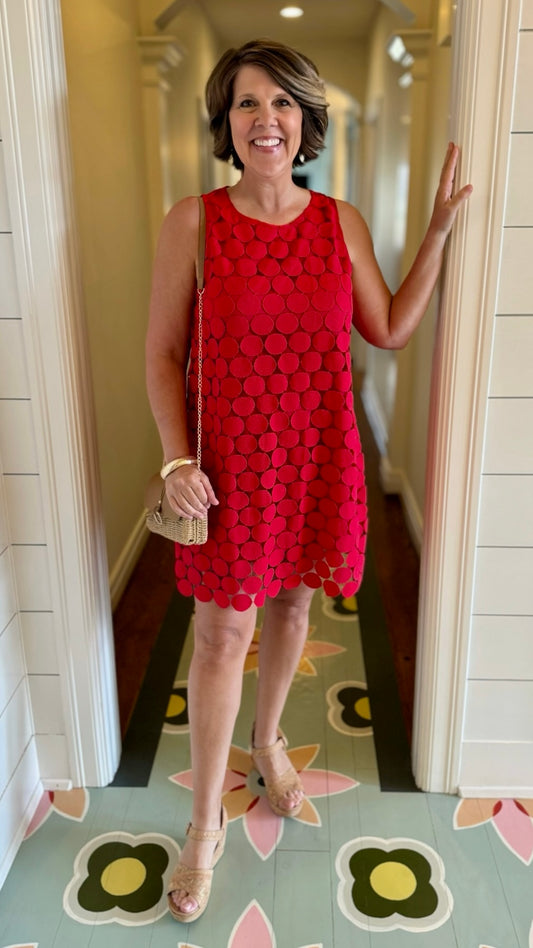 Clara Cherry Red Dotty Dress