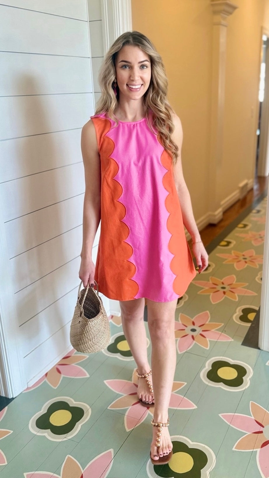 Hailey Sunkist Dress - Orange/Pink