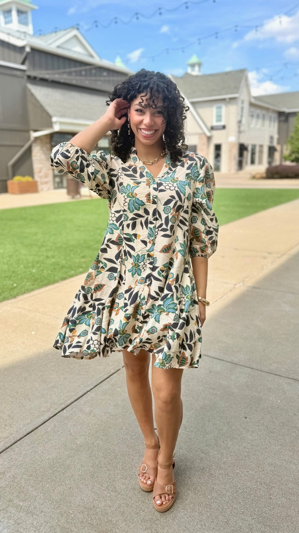 Laura Dress - Ecru/Navy