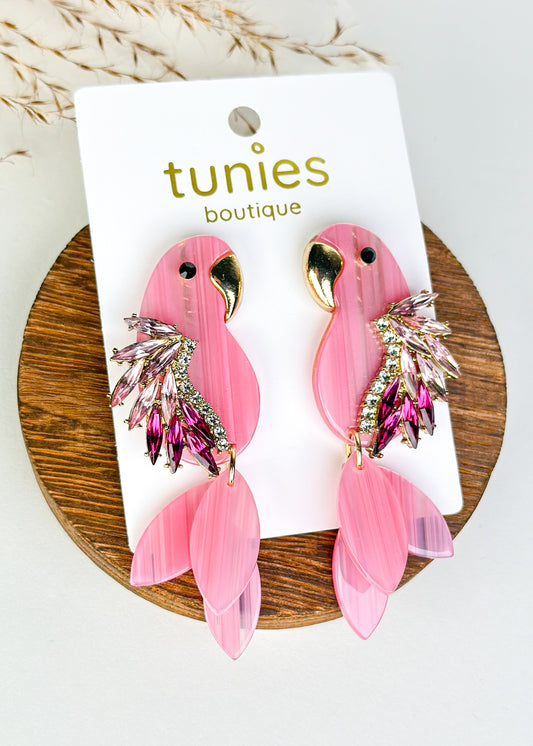 Pink Parrot Jewel Earrings