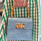 German Fuentes Bamboo Leather Bag - Sky Blue