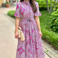 Ivy Jane Lilac Paisley Ruffle Collar Tie Waist Midi Dress