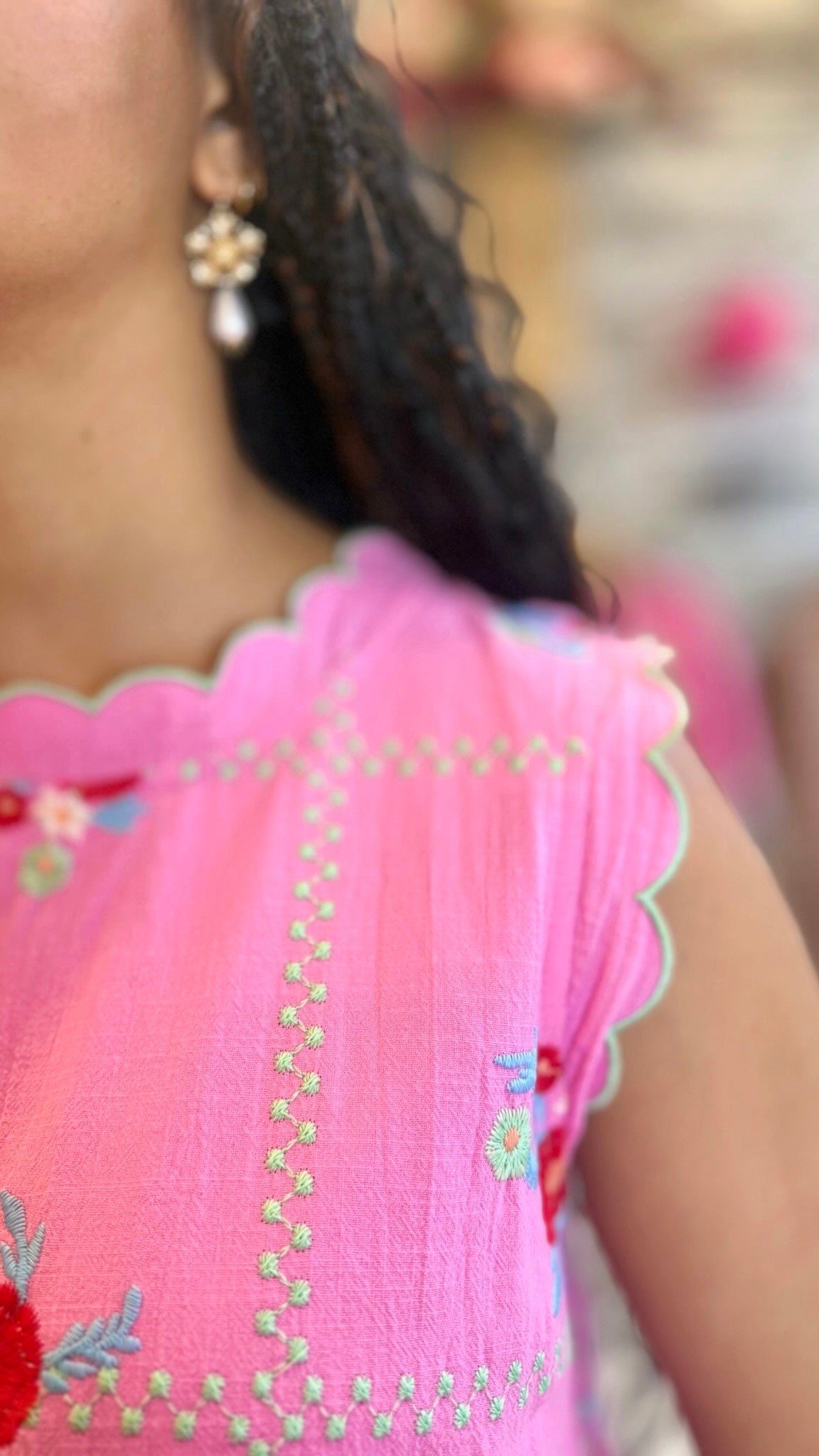 Lori Embroidered Dress - Pink