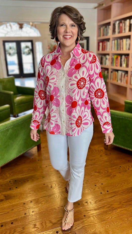 Ivy Jane Pop Flower Top - Pink