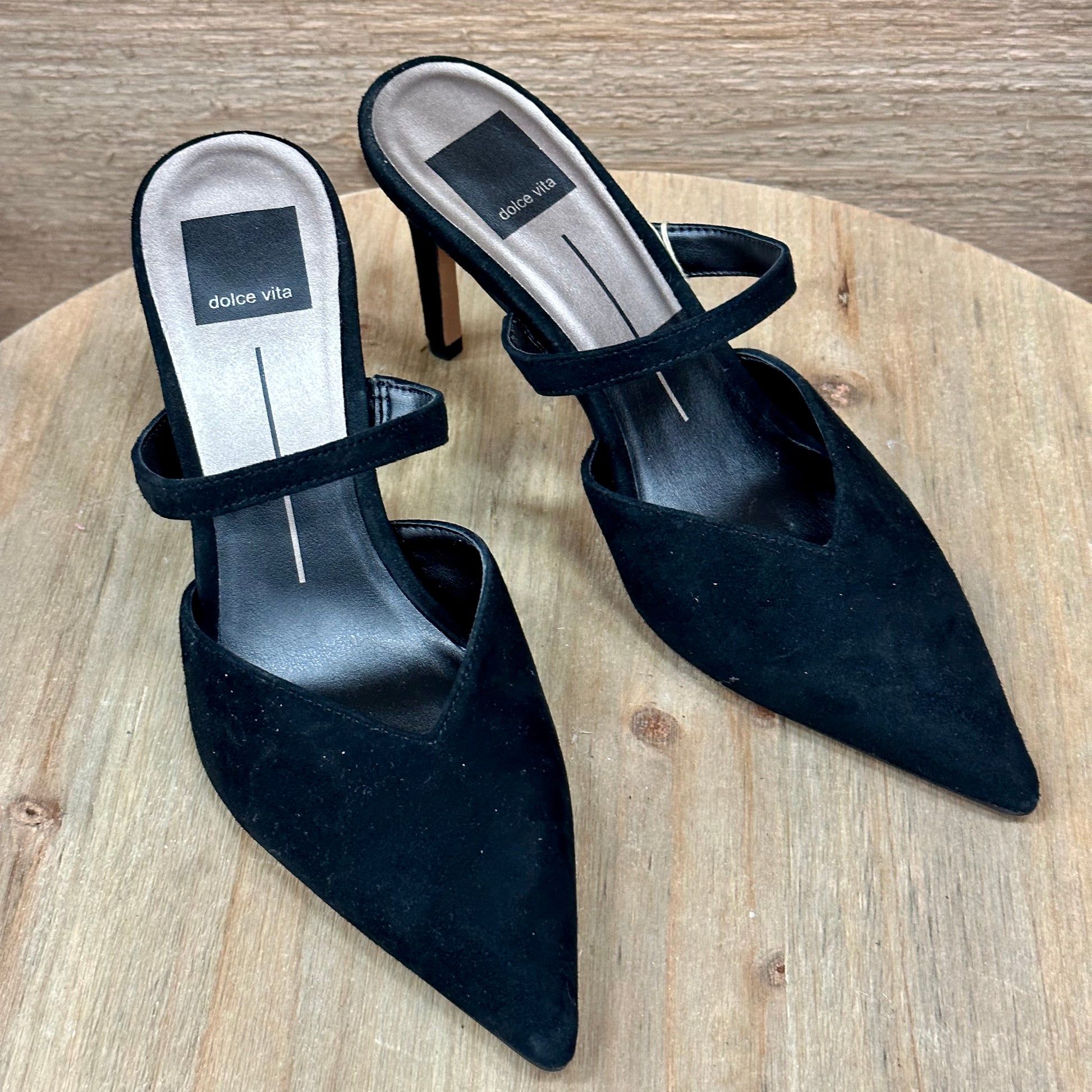 black heels, black formal heel, formal shoes, dressy heels, event shoe, suede heels, black suede heel, dolce vita, dolce vita heel, dolce vita black heels, dolce vita black suede heels