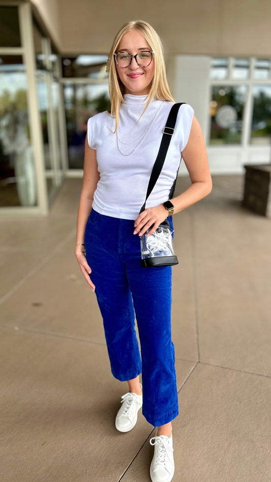 Dear John Jeanne Crop Microflare Corduroy - Royal Blue