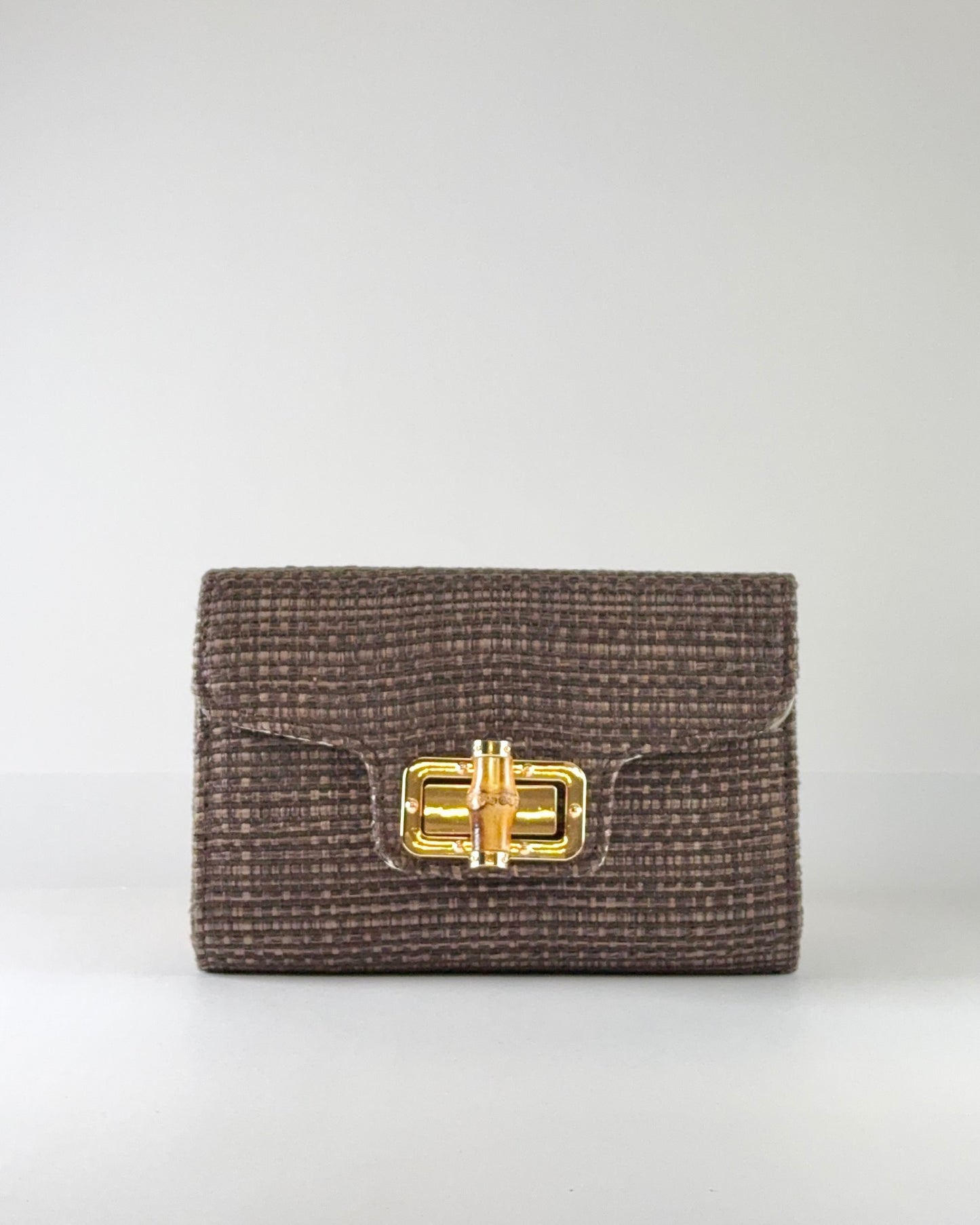 Lilly Natural Chocolate Straw Clutch