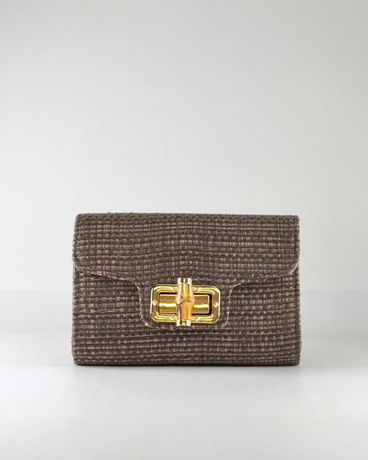 Lilly Natural Chocolate Straw Clutch