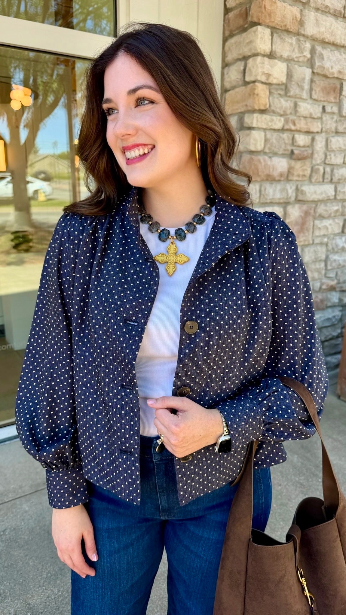 Dark Denim Polka Dot Jacket