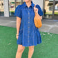 Pretty Puff Sleeve Denim Dress - Indigo