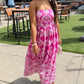 Lola Abstract Dress - Magenta