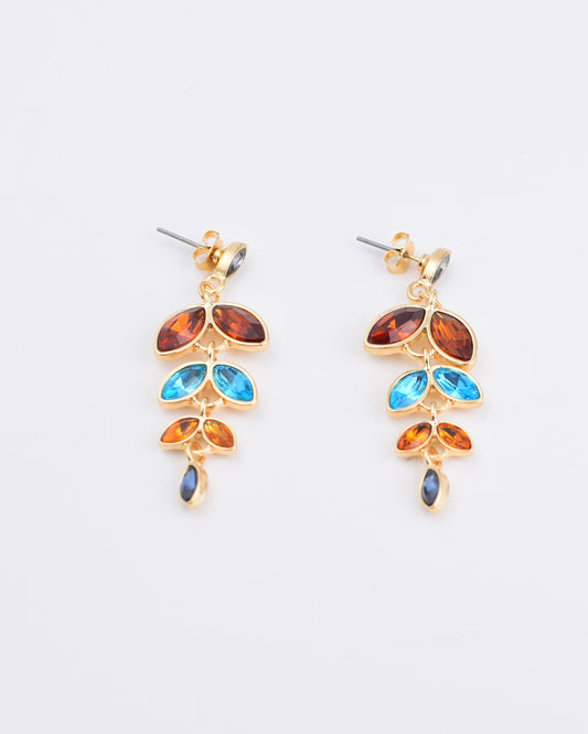 Multi Leaf Crystal Drop Earrings