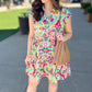 Multicolor Abstract Tiered Dress