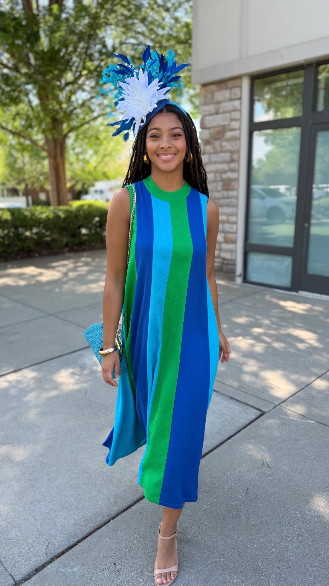 Sloane Colorblock Dress - Green/Royal