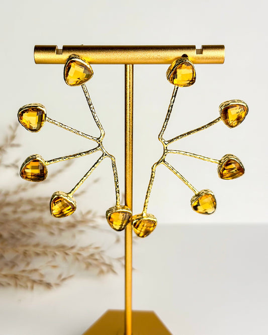 Bejeweled Half Crescent Earrings - Gold
