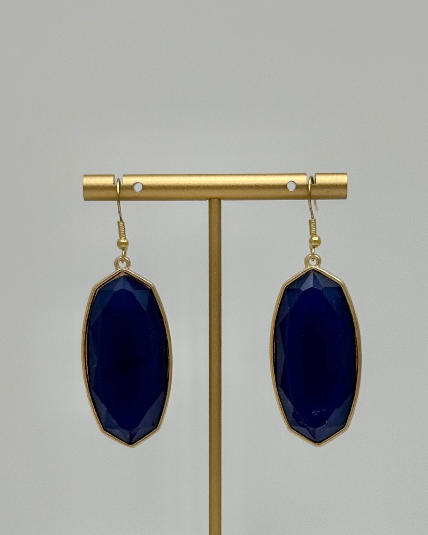 Hexagon Dangle Earrings - Navy