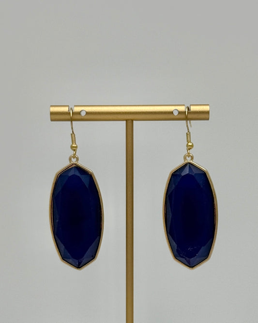 Hexagon Dangle Earrings - Navy